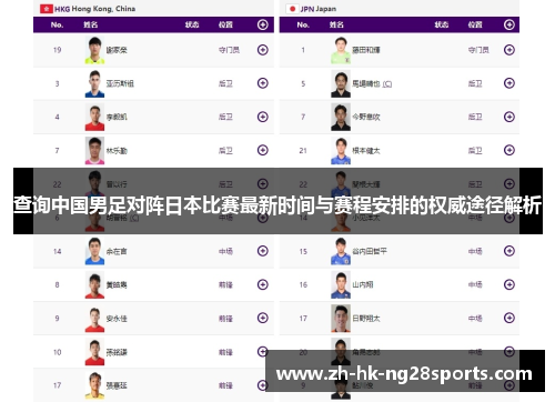 查询中国男足对阵日本比赛最新时间与赛程安排的权威途径解析